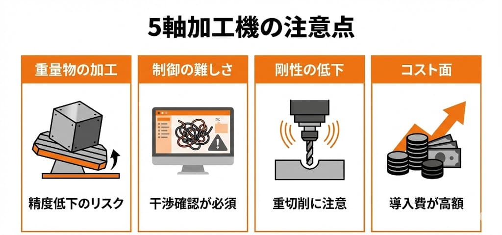 5軸マシニングセンタの注意点図解